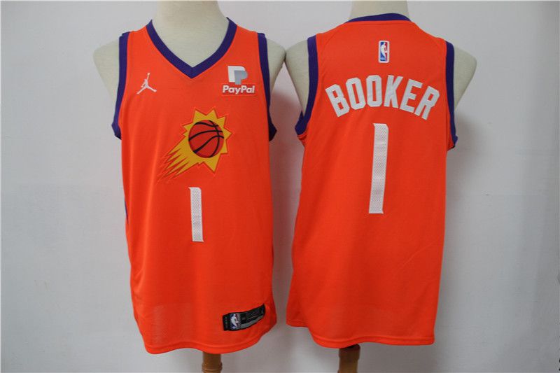 Cheap Men Phoenix Suns 1 Booker Orange Game 2021 NBA Jersey